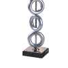 Table Lamp Set of 2 | Brown Fabric Shades | 3 Ring Design | Silver Metal