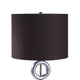 Table Lamp Set of 2 | Brown Fabric Shades | 3 Ring Design | Silver Metal