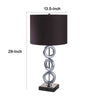 Table Lamp Set of 2 | Brown Fabric Shades | 3 Ring Design | Silver Metal