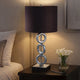 Table Lamp Set of 2 | Brown Fabric Shades | 3 Ring Design | Silver Metal