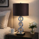 Table Lamp Set of 2 | Brown Fabric Shades | 3 Ring Design | Silver Metal
