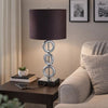 Table Lamp Set of 2 | Brown Fabric Shades | 3 Ring Design | Silver Metal