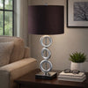 Table Lamp Set of 2 | Brown Fabric Shades | 3 Ring Design | Silver Metal