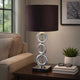 Table Lamp Set of 2 | Brown Fabric Shades | 3 Ring Design | Silver Metal