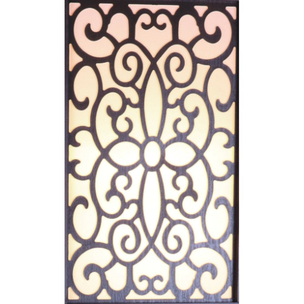Corner Floor Lamp | 3 Shelves | Floral Carved | White Shade | Brown Wood
