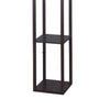 Corner Floor Lamp | 3 Shelves | Floral Carved | White Shade | Brown Wood