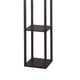 Corner Floor Lamp | 3 Shelves | Floral Carved | White Shade | Brown Wood