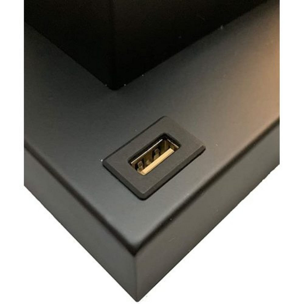 Table Lamp with Night Light & USB | Gold, Black Base with Crystal Accent