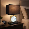 Table Lamp with Night Light & USB | Gold, Black Base with Crystal Accent