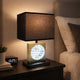 Table Lamp with Night Light & USB | Gold, Black Base with Crystal Accent