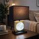 Table Lamp with Night Light & USB | Gold, Black Base with Crystal Accent