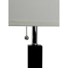 Table Lamp | White Fabric Shade | Square Brown Body | Chrome Metal Base