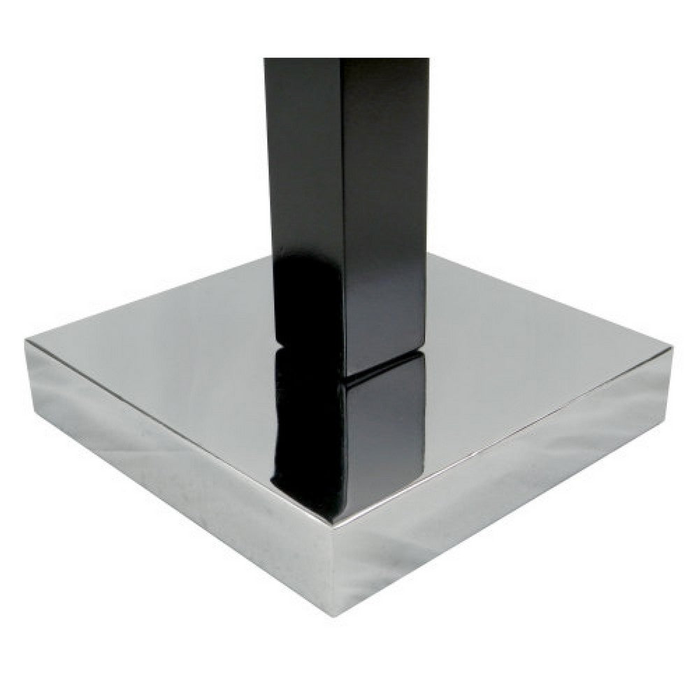 Table Lamp | White Fabric Shade | Square Brown Body | Chrome Metal Base