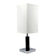 Table Lamp | White Fabric Shade | Square Brown Body | Chrome Metal Base
