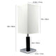 Table Lamp | White Fabric Shade | Square Brown Body | Chrome Metal Base