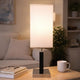Table Lamp | White Fabric Shade | Square Brown Body | Chrome Metal Base