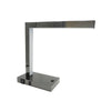 L Shaped LED Desk Lamp | USB & Power Outlet | Rocker Switch | Chrome Metal