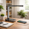 L Shaped LED Desk Lamp | USB & Power Outlet | Rocker Switch | Chrome Metal