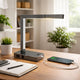 L Shaped LED Desk Lamp | USB & Power Outlet | Rocker Switch | Chrome Metal