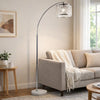 Arch Floor Lamp | Lattice Crystal Shade | Chrome Metal | Round Marble Base
