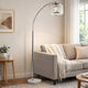 Arch Floor Lamp | Lattice Crystal Shade | Chrome Metal | Round Marble Base