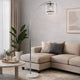 Arch Floor Lamp | Lattice Crystal Shade | Chrome Metal | Round Marble Base