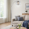Arch Floor Lamp | Lattice Crystal Shade | Chrome Metal | Round Marble Base