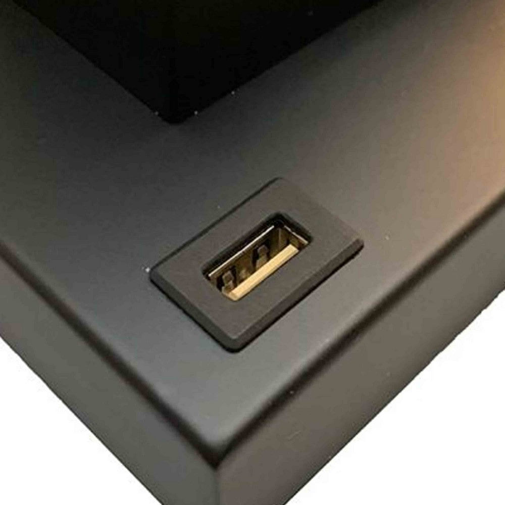 Accent Table Lamp | Square Crystal LED Panel | 22" Black Pewter