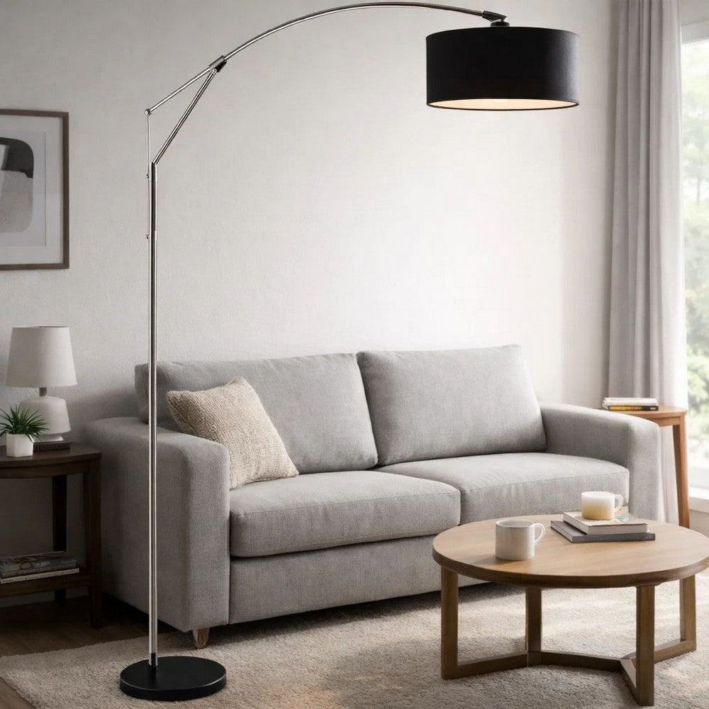 Arch Floor Lamp | Adjustable Arm & Black Genuine Marble Base | 81"