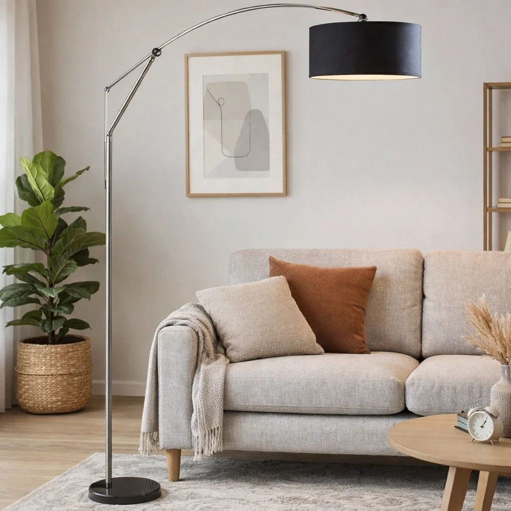 Arch Floor Lamp | Adjustable Arm & Black Genuine Marble Base | 81"
