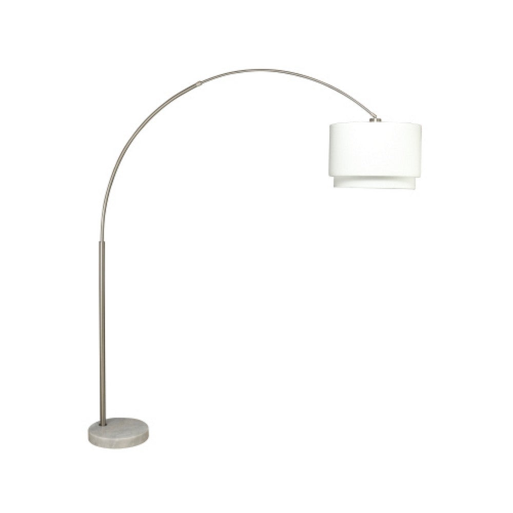 Modern Floor Lamp with Dual White Shade | Round Marble Base | 81"