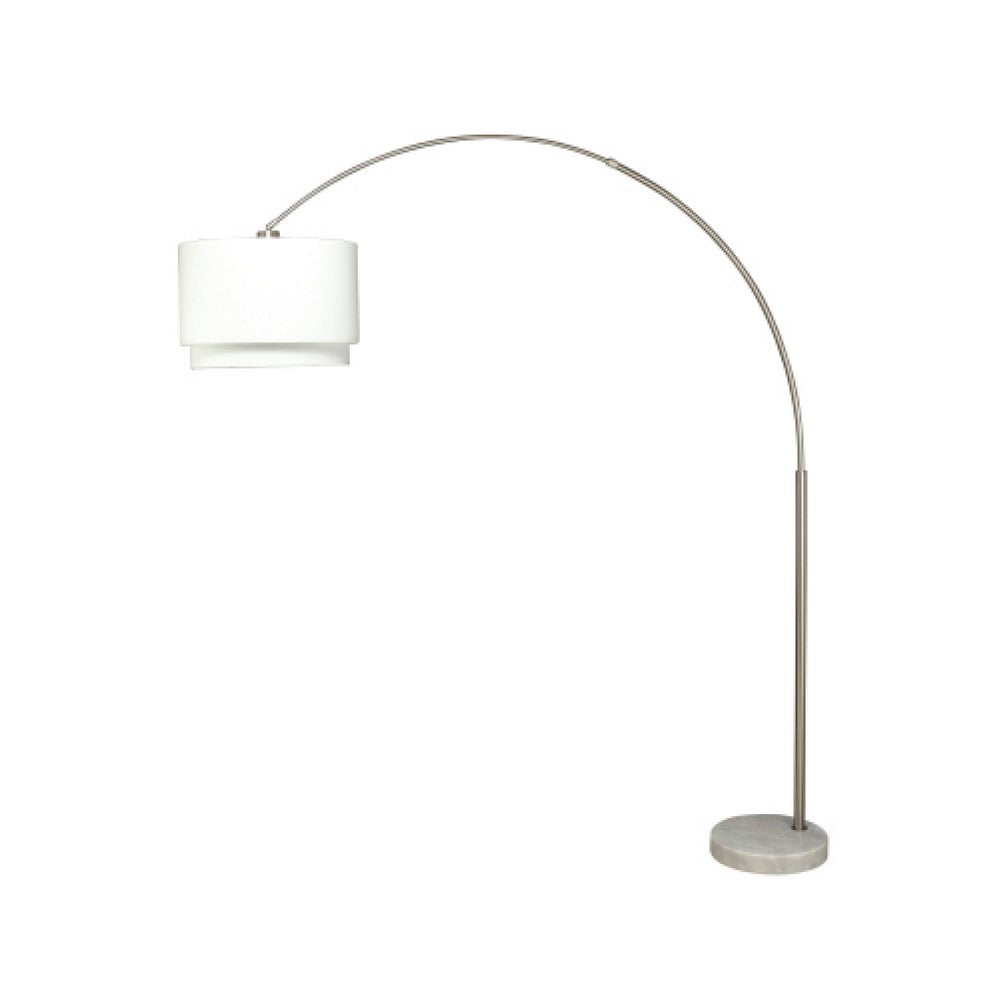 Modern Floor Lamp with Dual White Shade | Round Marble Base | 81"