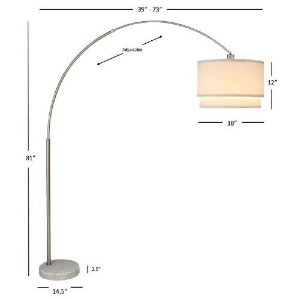 Modern Floor Lamp with Dual White Shade | Round Marble Base | 81"