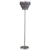 Floor Lamp with 3 Tier Smoke Gray Crystal Shade | 61" Chrome Metal
