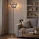 Floor Lamp with 3 Tier Smoke Gray Crystal Shade | 61" Chrome Metal