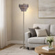 Floor Lamp with 3 Tier Smoke Gray Crystal Shade | 61" Chrome Metal