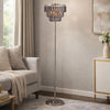 Floor Lamp with 3 Tier Smoke Gray Crystal Shade | 61" Chrome Metal