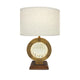 Table Lamp | Floating Crystal Core | White Shade | 28" Antique Brown