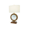 Table Lamp | Floating Crystal Core | White Shade | 28" Antique Brown