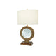 Table Lamp | Floating Crystal Core | White Shade | 28" Antique Brown