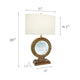 Table Lamp | Floating Crystal Core | White Shade | 28" Antique Brown