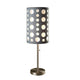 Table Lamp | Gray & White Dual Fabric Shade | Retro Cut Out Rings | 30"