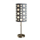 Table Lamp | Gray & White Dual Fabric Shade | Retro Cut Out Rings | 30"