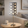 Table Lamp | Gray & White Dual Fabric Shade | Retro Cut Out Rings | 30"