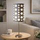 Table Lamp | Gray & White Dual Fabric Shade | Retro Cut Out Rings | 30"