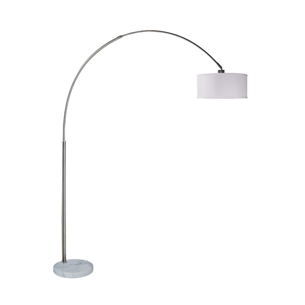 Arch Floor Lamp with Adjustable Arm | White Shade | Marble Base | 81"