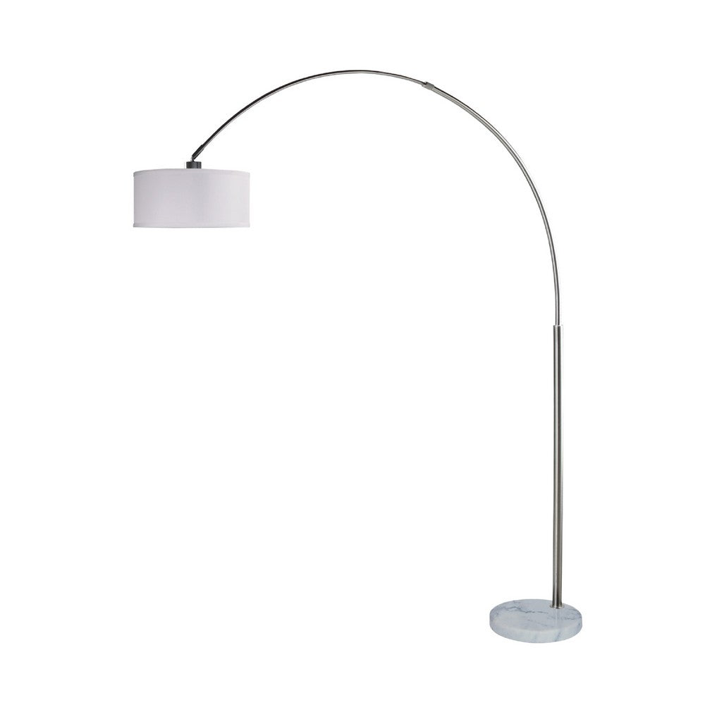 Arch Floor Lamp with Adjustable Arm | White Shade | Marble Base | 81"