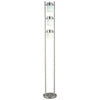 Floor Lamp with 3 Frosted White Shades | 65" Chrome Dual Pole Body