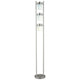 Floor Lamp with 3 Frosted White Shades | 65" Chrome Dual Pole Body