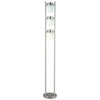 Floor Lamp with 3 Frosted White Shades | 65" Chrome Dual Pole Body